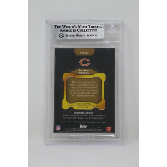 2011 Topps Triple Threads Relic Gold Devin Hester/9 Bears Beckett 9 - Picture 8 of 10